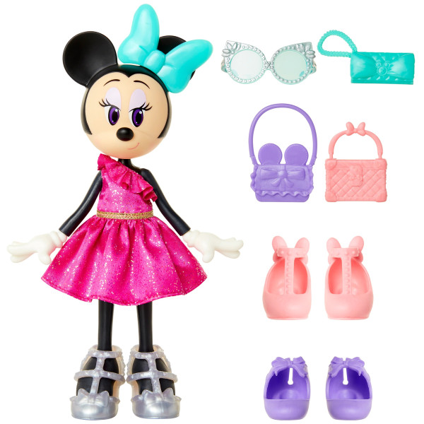 Păpușă Disney - Minnie Mouse, Set de accesorii la modă