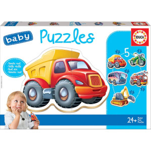 Puzzle 5 in 1 Educa - Baby Vehicles, 3/3/4/4/5 piese