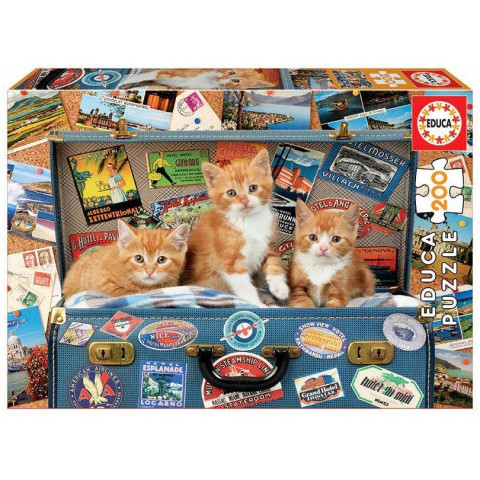 Puzzle Educa de 200 piese - Travelling Kittens