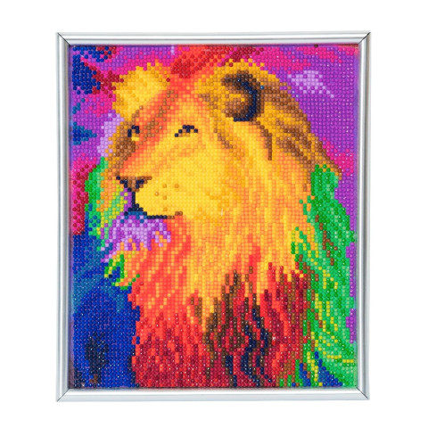 Set creativ Crystal Art in ramă foto argintie Rainbow Lion 21x25cm Craft Buddy