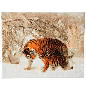 Set creativ tablou cu cristale Crystal Art Winter Tigers 40x50cm Craft Buddy