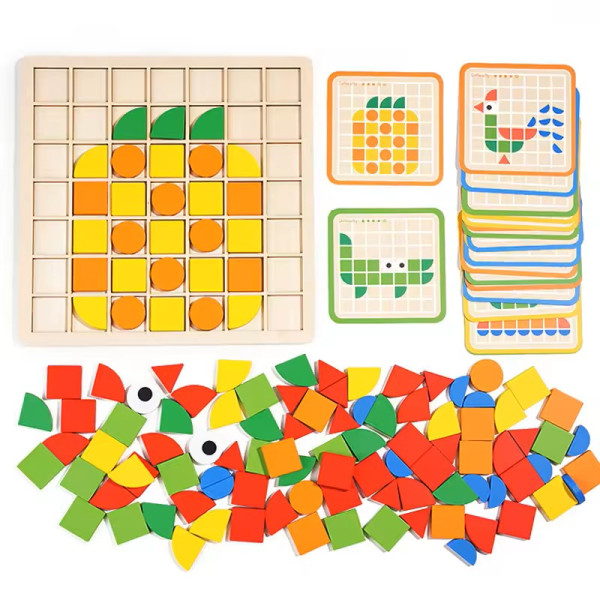 Joc Montessori - Puzzle lemn mozaic - 120 buc