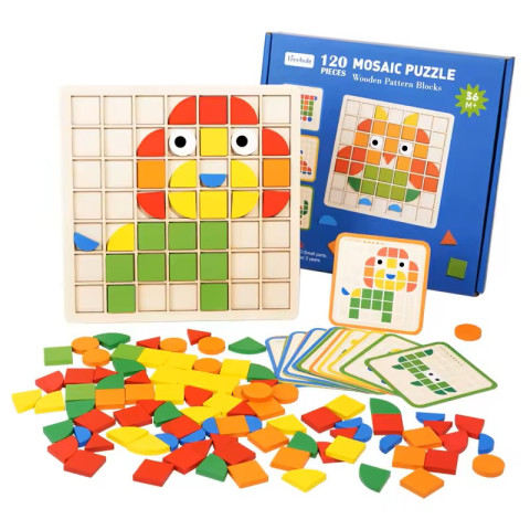 Joc Montessori - Puzzle lemn mozaic - 120 buc