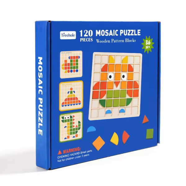 Joc Montessori - Puzzle lemn mozaic - 120 buc