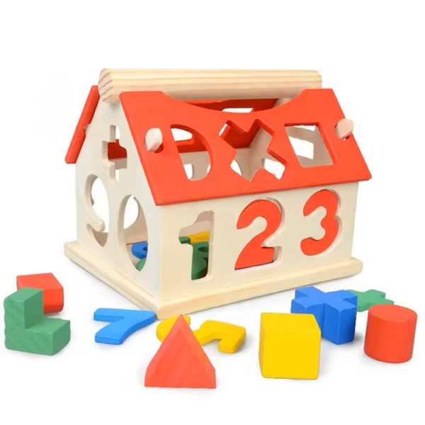 Joc Montessori - casuță sortare forme și numere