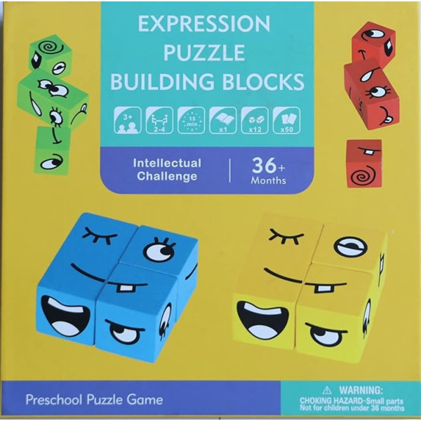 Joc Montessori - puzzle lemn cu expresii faciale