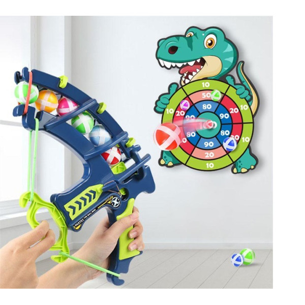 Joc interactiv tip darts cu arc, 5 bile cu scai si tinta Dinozaur