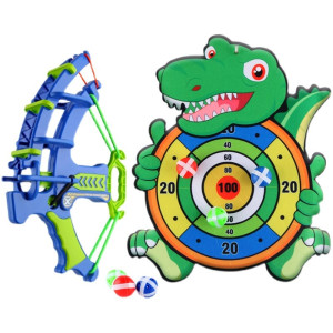Joc interactiv tip darts cu arc, 5 bile cu scai si tinta Dinozaur