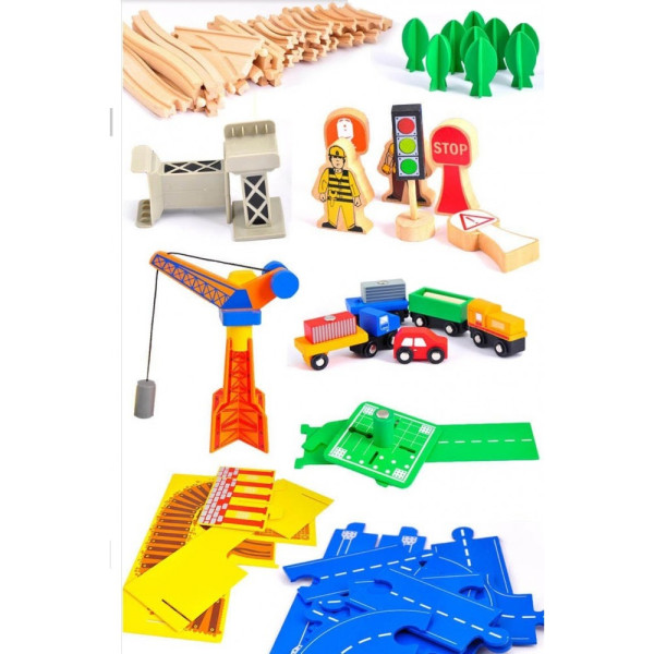 Set trenuleț lemn - Constructor  - 80 piese