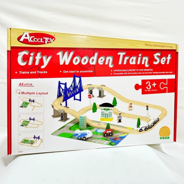 Set trenuleț lemn - City train - 44 piese