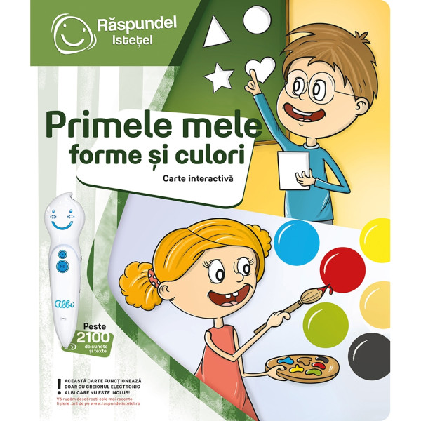 Pachet carte interactivă și creion RASPUNDEL ISTEȚEL: Primele mele forme si culori Pachet carte interactivă și creion RASPUNDEL ISTEȚEL: Primele mele forme si culori
