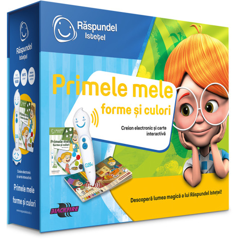 Pachet carte interactivă și creion RASPUNDEL ISTEȚEL: Primele mele forme si culori Pachet carte interactivă și creion RASPUNDEL ISTEȚEL: Primele mele forme si culori