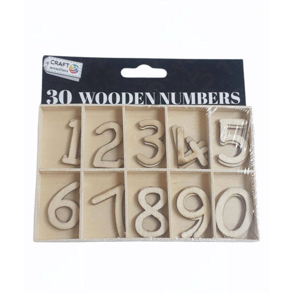 Numere din lemn în cutie Grafix, 30 de bucăți