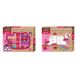 Set de colorat Momki cu ștampile și carioci