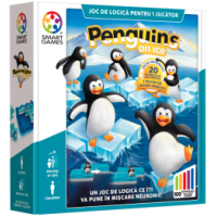 Smart Games - Penguins on Ice, joc de logică cu 100 de provocări, 6+ ani, ediție lb. Română
