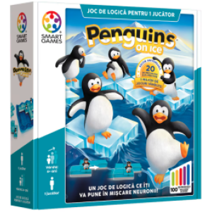 Smart Games - Penguins on Ice, joc de logică cu 100 de provocări, 6+ ani, ediție lb. Română