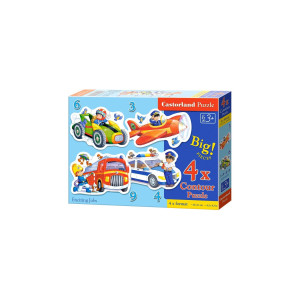 Puzzle 4 in 1 Castorland - Exciting Jobs, 3/4/6/9 piese