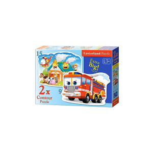 Puzzle Castorland 2 in 1 Contur - Fire Brigade, 9/15 Piese