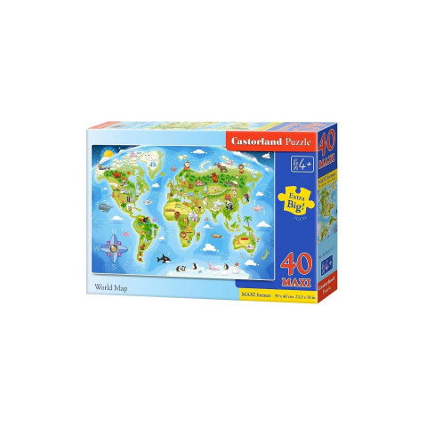 Puzzle Castorland Maxi - World Map, 40 Piese