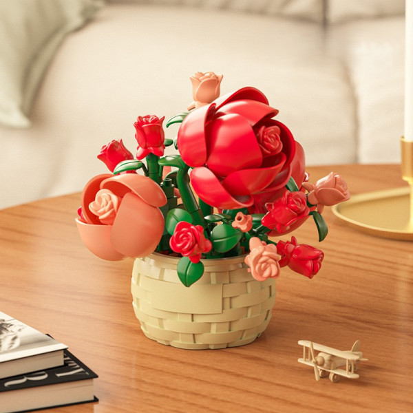 Set creativ constructie ghiveci flori