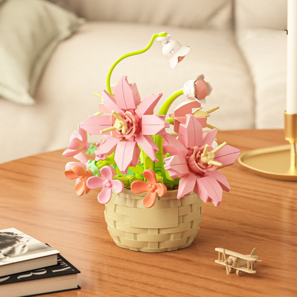 Set creativ constructie ghiveci flori
