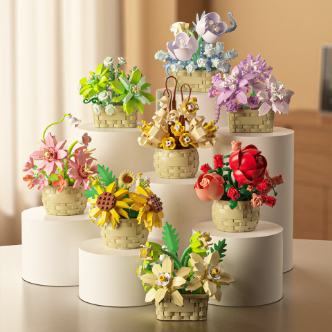 Set creativ constructie ghiveci flori