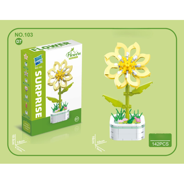 Set creativ constructie flori in ghiveci