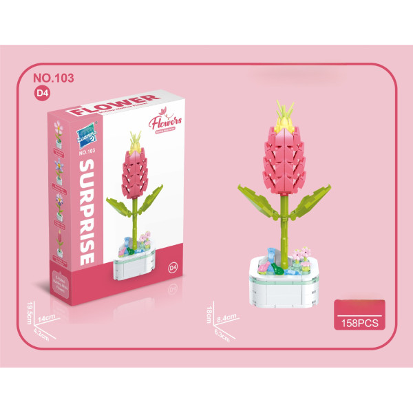 Set creativ constructie flori in ghiveci