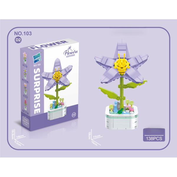 Set creativ constructie flori in ghiveci