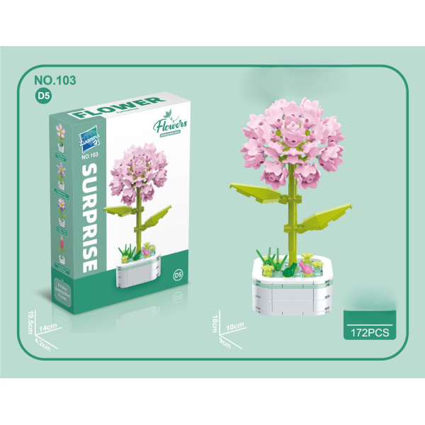 Set creativ constructie flori in ghiveci