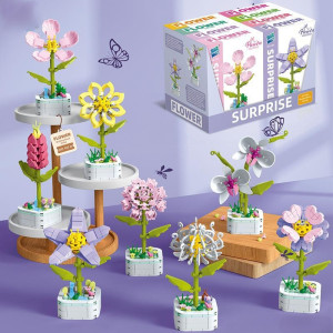 Set creativ constructie flori in ghiveci