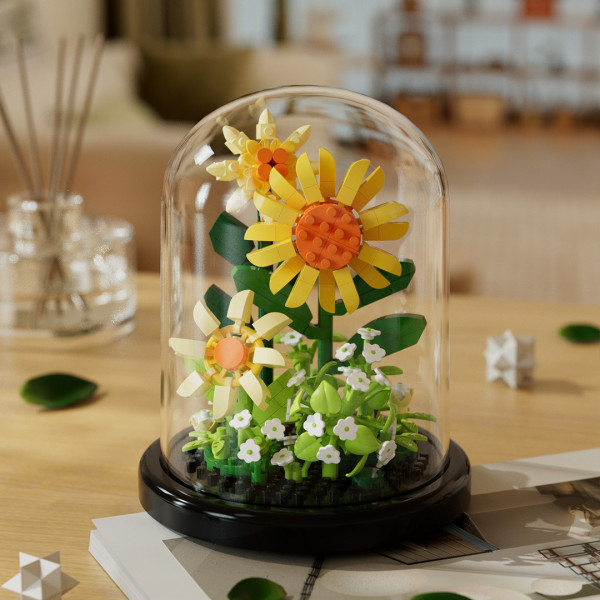 Set creativ constructie Flori cu capac sticla