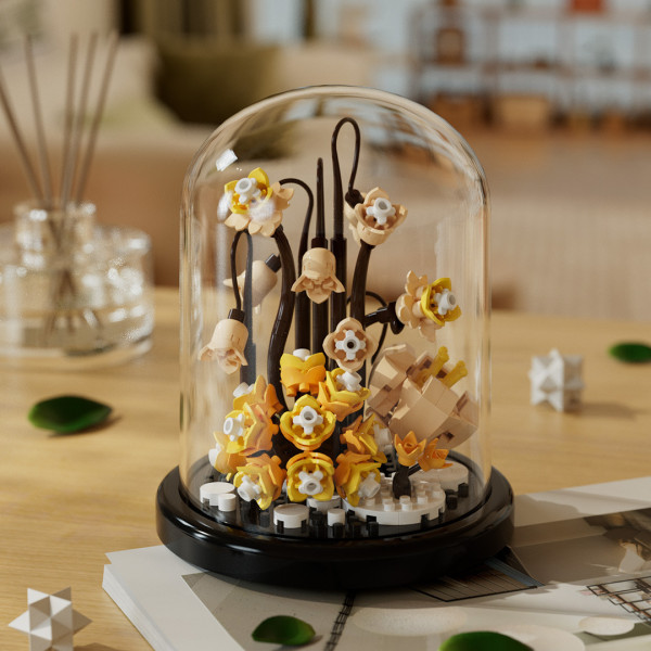 Set creativ constructie Flori cu capac sticla
