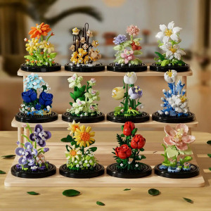 Set creativ constructie Flori cu capac sticla