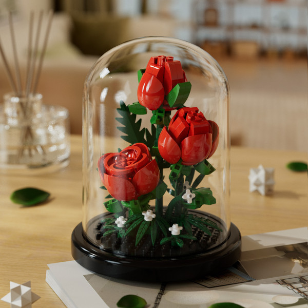 Set creativ constructie Flori cu capac sticla