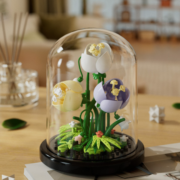Set creativ constructie Flori cu capac sticla