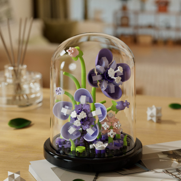 Set creativ constructie Flori cu capac sticla