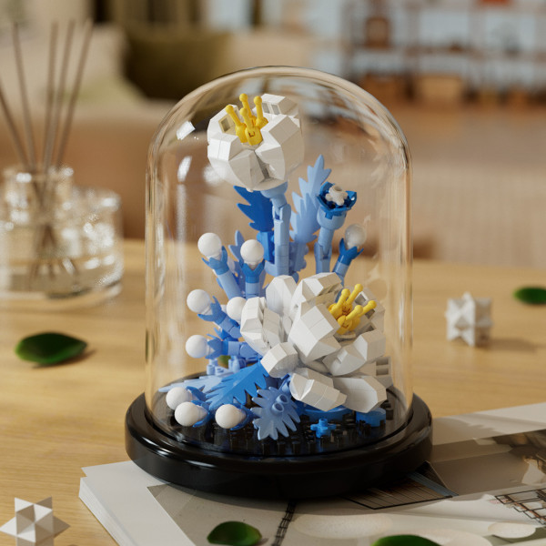 Set creativ constructie Flori cu capac sticla