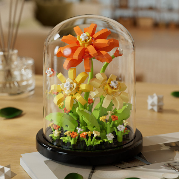 Set creativ constructie Flori cu capac sticla