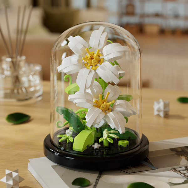 Set creativ constructie Flori cu capac sticla