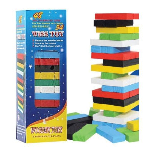 Joc cuburi color lemn- Turn - 54 buc