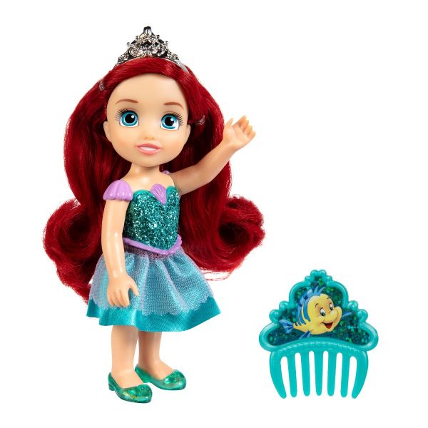 Disney Princess - Papușă cu sclipici și pieptene, 15 cm, diverse personaje Disney Princess - Papușă cu sclipici și pieptene, 15 cm, diverse personaje