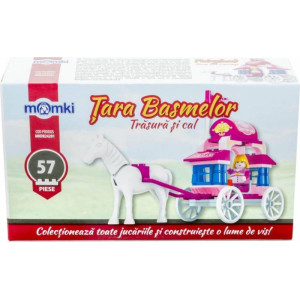 MomKi Cuburi Construcție 57 piese -Trăsură și cal