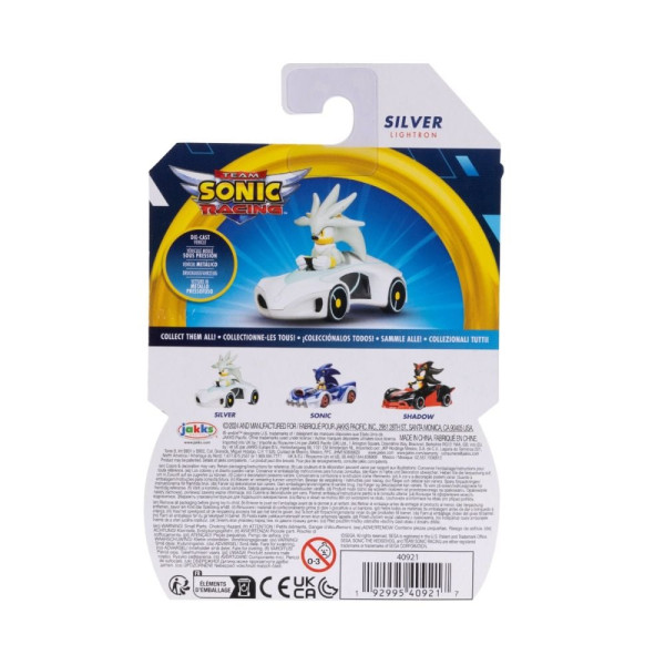 Vehicul din Metal cu Figurina 1:64 Nintendo Sonic - Silver Vehicul din Metal cu Figurina 1:64 Nintendo Sonic - Silver