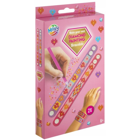 Set creativ DIY, Bratari cu strasuri, Diamond painting, roz și mov