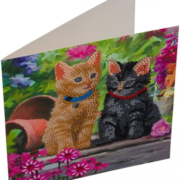 Set creativ tablou cu cristale Cat Friends, 18x18 cm, Craft Buddy