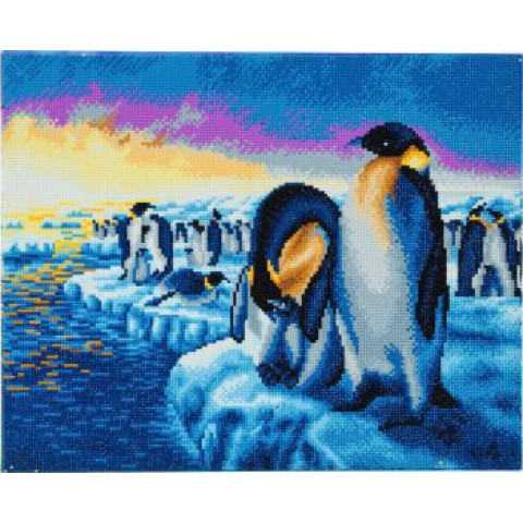 Set creativ tablou cu cristale Crystal Art Penguins of the Arctic 40x50cm Craft Buddy