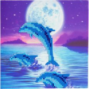 Set creativ tablou cu cristale Dolphin Pod 18x18cm Craft Buddy