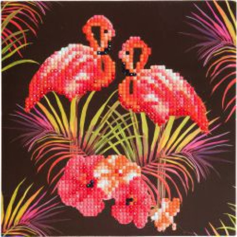 Set creativ tablou cu cristale Pink Flamingoes 18x18cm Craft Buddy