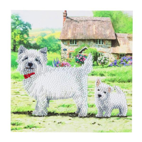 Set creativ tablou cu cristale Westie 18x18cm Craft Buddy